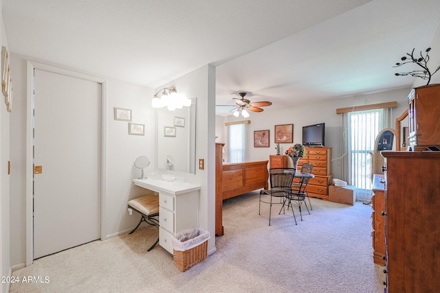 bathroom with ceiling fan