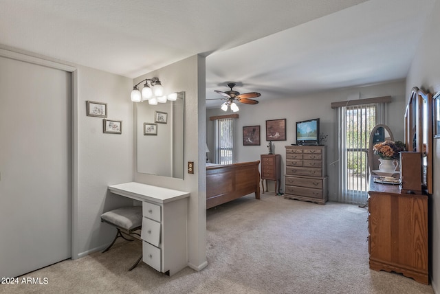 bathroom with ceiling fan