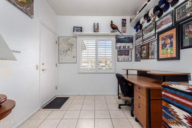 office area featuring light tile patterned floors