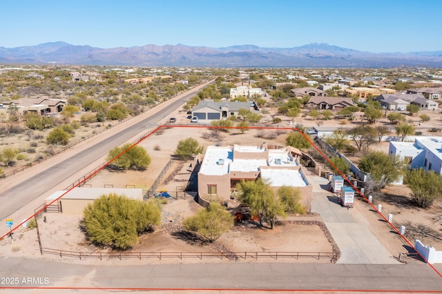 bird's eye view featuring a mountain view and a residential view