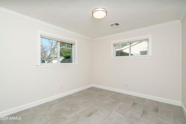 unfurnished room featuring ornamental molding