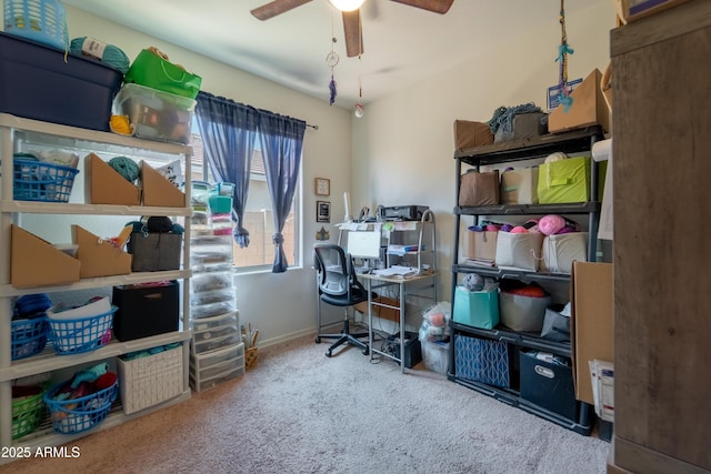 24349 W Gregory Rd, Buckeye, AZ 85326 - office area with carpet flooring, baseboards, and a ceiling fan