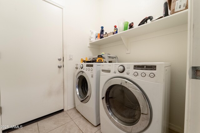 24349 W Gregory Rd, Buckeye, AZ 85326 - laundry area with independent washer and dryer, laundry area, and light tile patterned flooring