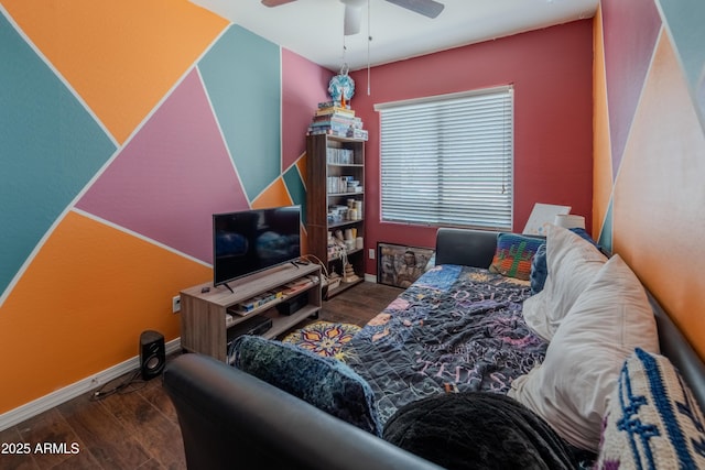 24349 W Gregory Rd, Buckeye, AZ 85326 - living area featuring baseboards, wood finished floors, and ceiling fan