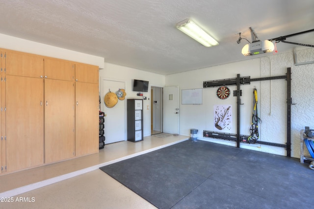 garage with a garage door opener