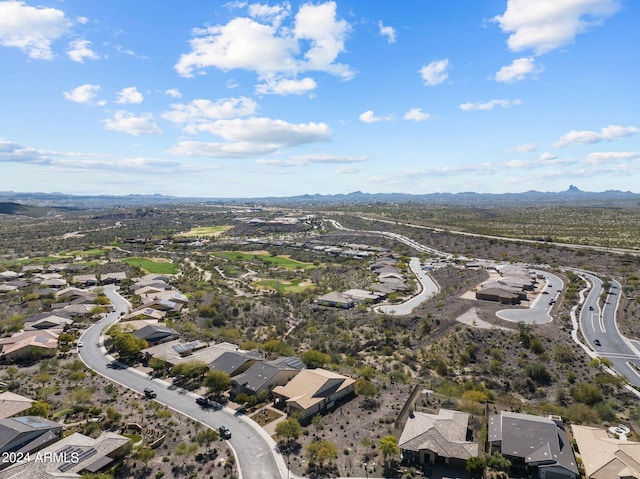 aerial view featuring a residential view and a mountain view