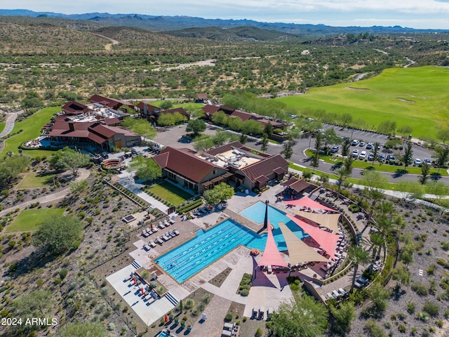 aerial view with a mountain view