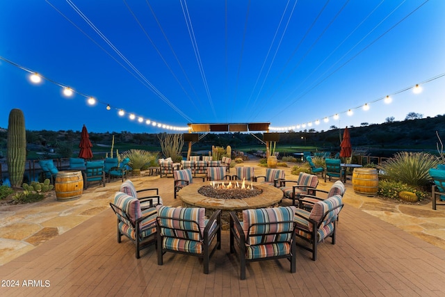 view of patio at twilight