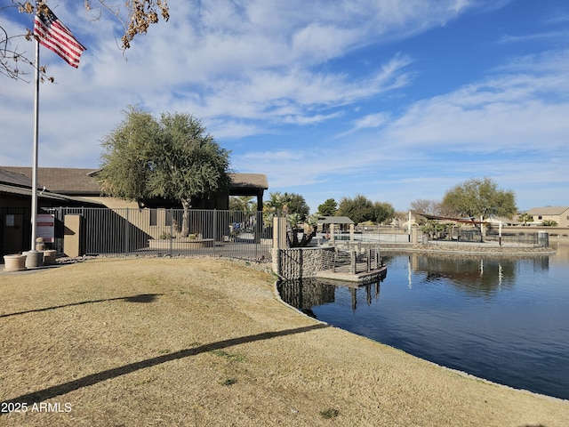 dock area featuring a water view