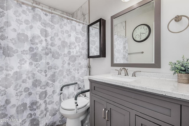 5808 E Lawndale St, Mesa, AZ 85215 - bathroom featuring vanity, toilet, and a shower with curtain