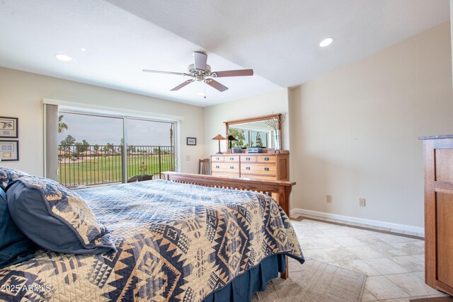 3441 N 162nd Ln, Goodyear, AZ 85395 - bedroom featuring access to exterior, baseboards, recessed lighting, and a ceiling fan