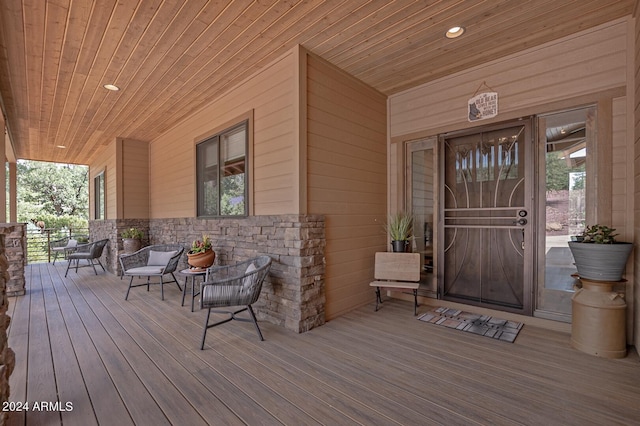 4047 W Forest Ct, Pine, AZ 85544 - doorway to property with stone siding and a porch