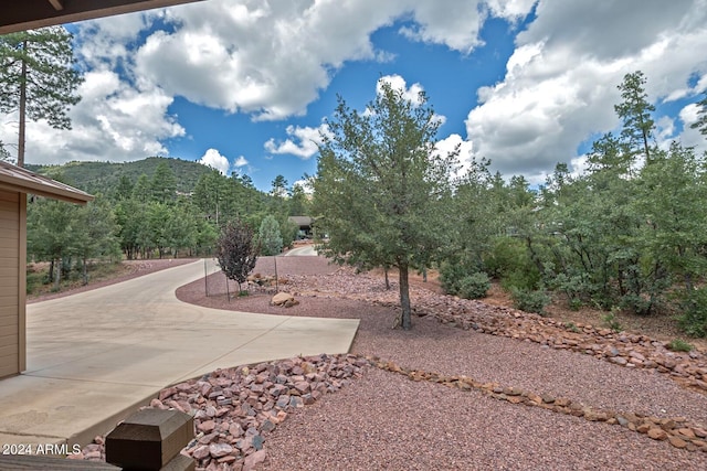 view of yard featuring a mountain view