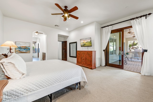 3105 S Amble Pass, Gold Canyon, AZ 85118 - carpeted bedroom featuring access to exterior and ceiling fan