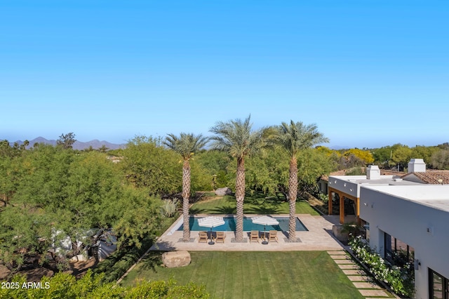 6648 E Horseshoe Rd, Paradise Valley, AZ 85253 - pool featuring a lawn, a patio, and a mountain view