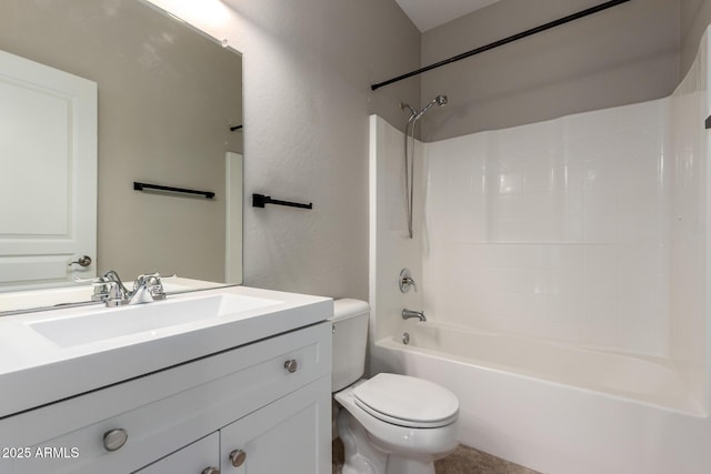 full bath with vanity, toilet, and shower / bathtub combination