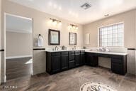 bathroom featuring wood finished floors and vanity