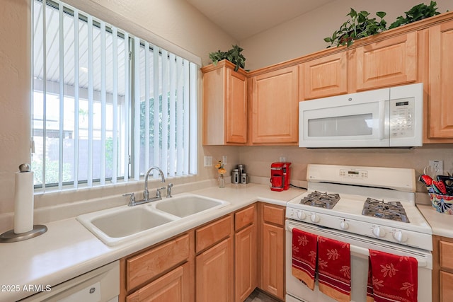 kitchen featuring sink and white appliances