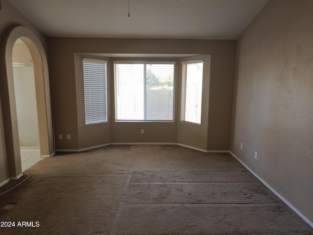 spare room featuring light colored carpet