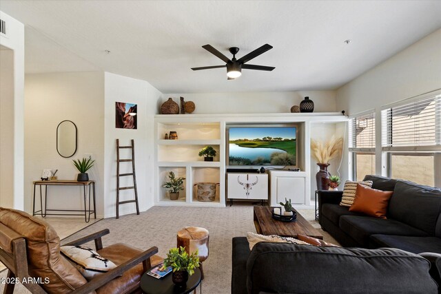 19700 N 76th St Unit 2086, Scottsdale, AZ 85255 - carpeted living room featuring ceiling fan