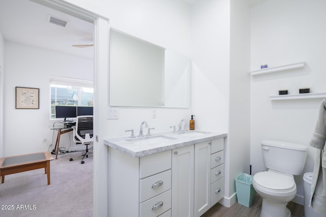 bathroom with vanity and toilet