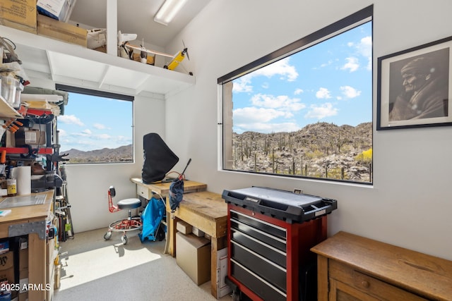 home office with a mountain view