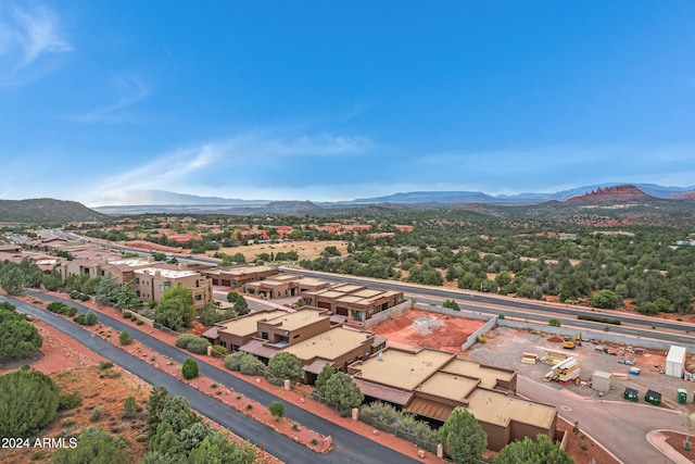 aerial view with a mountain view