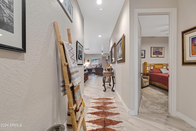 hall featuring light wood-type flooring