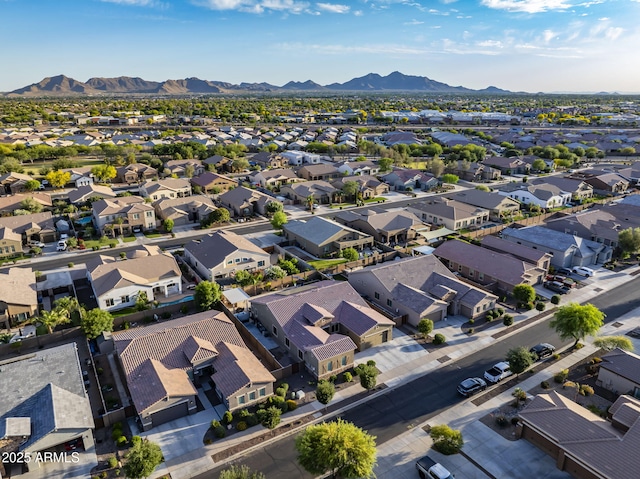 aerial view with a residential view and a mountain view
