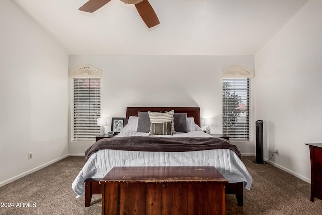 bedroom with carpet flooring and ceiling fan