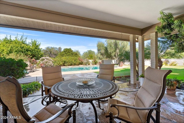 6516 E Maverick Rd, Paradise Valley, AZ 85253 - view of patio / terrace with an outdoor pool