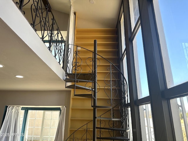 1705 E 6th St, Douglas, AZ 85607 - stairs featuring recessed lighting and a towering ceiling