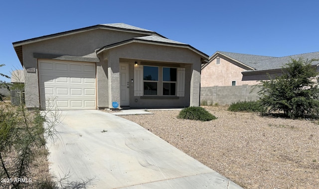 single story home with a garage