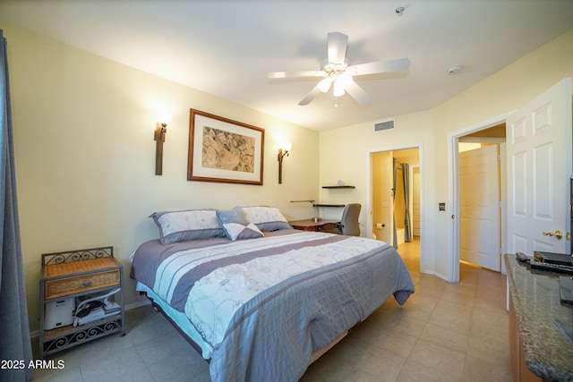 bedroom featuring ceiling fan