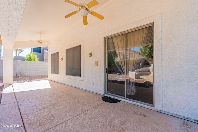 view of patio / terrace with ceiling fan