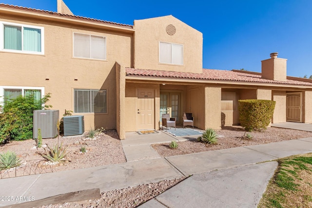 view of front of home with central AC