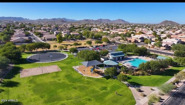 drone / aerial view with a mountain view