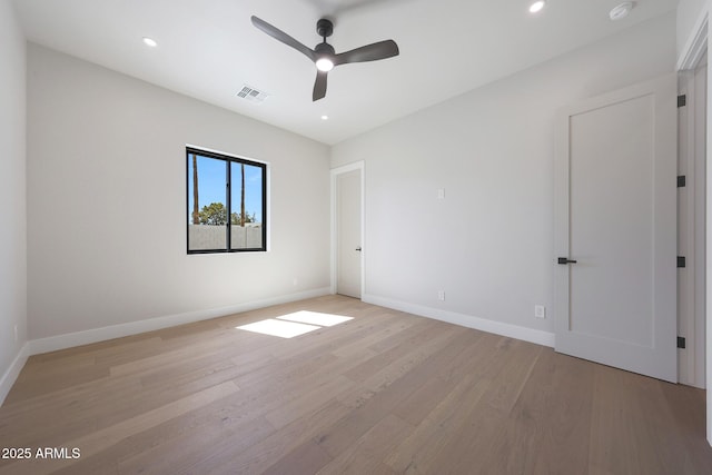 6126 E Charter Oak Rd, Scottsdale, AZ 85254 - unfurnished bedroom with light wood-style flooring, recessed lighting, and a ceiling fan