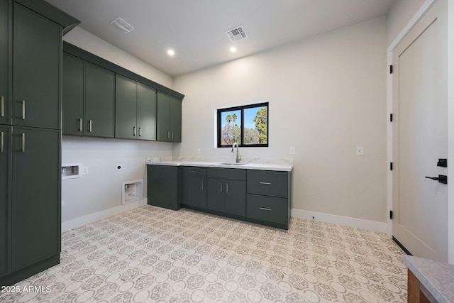 6126 E Charter Oak Rd, Scottsdale, AZ 85254 - washroom with hookup for an electric dryer, cabinet space, hookup for a washing machine, and recessed lighting