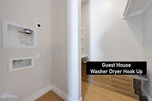 6126 E Charter Oak Rd, Scottsdale, AZ 85254 - washroom featuring washer hookup, electric dryer hookup, and wood finished floors
