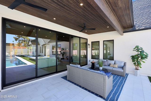 6126 E Charter Oak Rd, Scottsdale, AZ 85254 - view of patio / terrace featuring a ceiling fan and outdoor lounge area