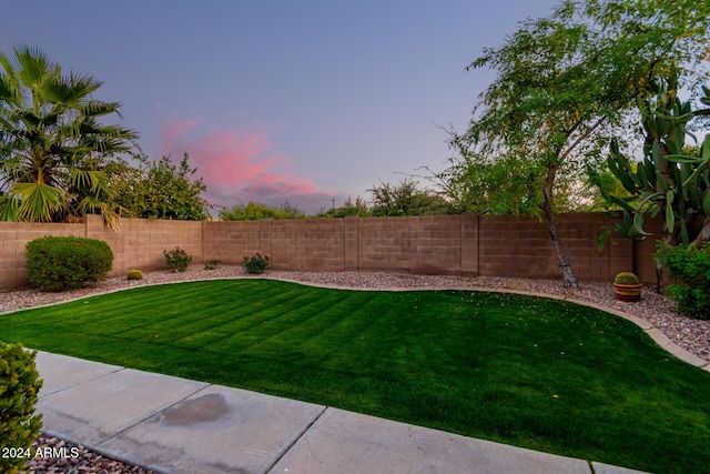 view of yard at dusk