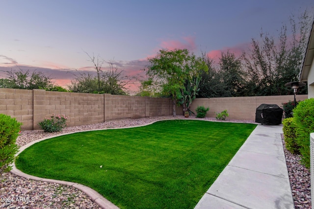 view of yard at dusk