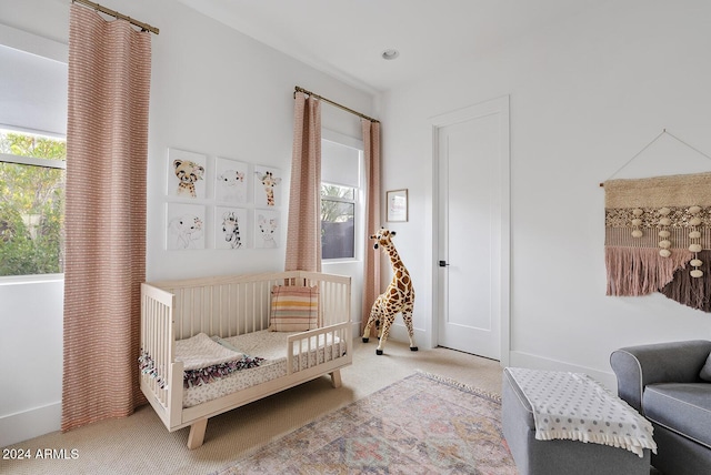 bedroom with carpet