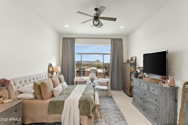 10799 E Florence Way, Scottsdale, AZ 85262 - bedroom featuring ceiling fan, carpet, and recessed lighting