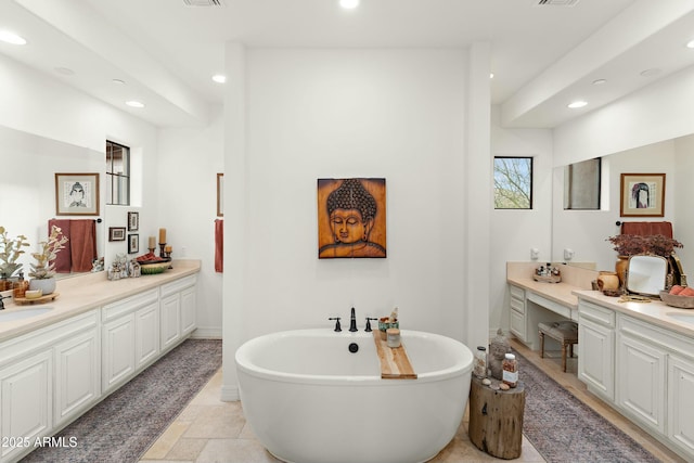 10799 E Florence Way, Scottsdale, AZ 85262 - full bath with a soaking tub, vanity, visible vents, and recessed lighting