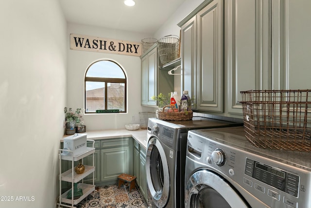 10799 E Florence Way, Scottsdale, AZ 85262 - laundry room with cabinet space and washer and clothes dryer
