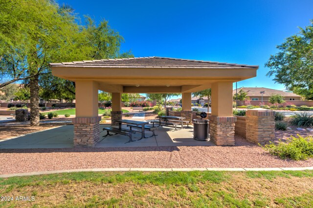 view of community with a gazebo and a patio area