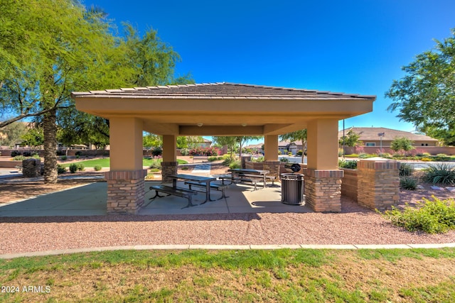 view of community with a gazebo and a patio