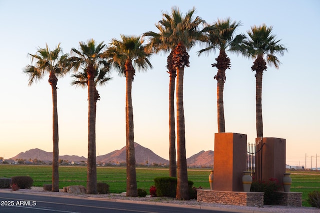 exterior space featuring a mountain view and a rural view